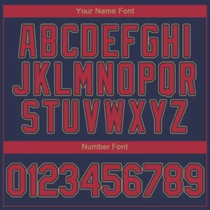 Custom Navy Baseball Jersey with Red-Old Gold - Image 2