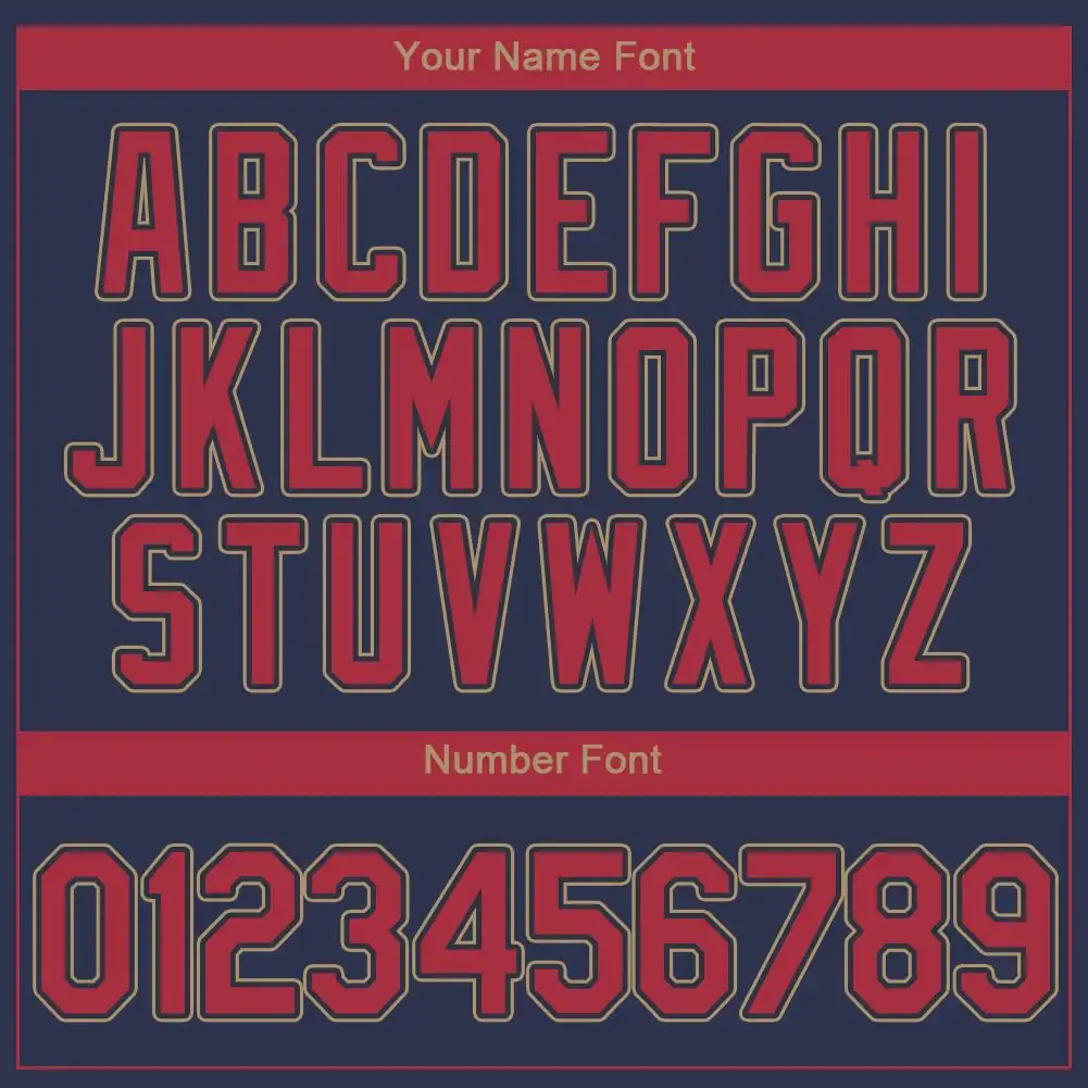 Custom Navy Baseball Jersey with Red-Old Gold - Image 2