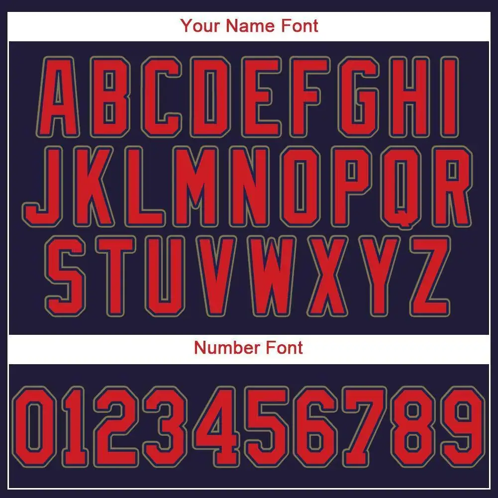 Custom Navy Baseball Jersey with Red-Old Gold - Image 2