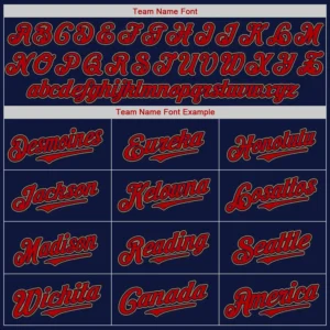 Custom Navy Baseball Jersey with Red-Old Gold - Image 3
