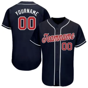 Custom Navy Baseball Jersey with Red-White