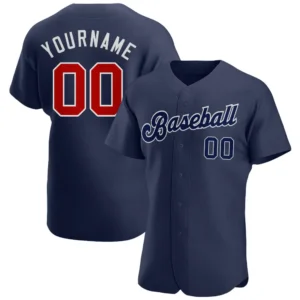 Custom Navy Baseball Jersey with Red-White