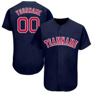 Custom Navy Baseball Jersey with Red-White