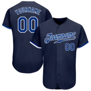 Custom Navy Baseball Jersey with Royal-White