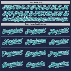 Custom Navy Baseball Jersey with Teal-White - Image 2