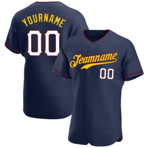 Custom Navy Baseball Jersey with White-Gold