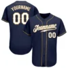 Custom Navy Baseball Jersey with White-Old Gold