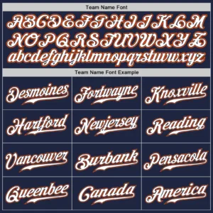 Custom Navy Baseball Jersey with White-Orange - Image 2