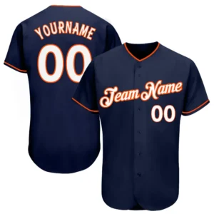 Custom Navy Baseball Jersey with White-Orange