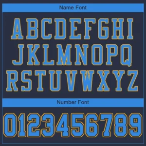 Custom Navy Mesh Football Jersey with Powder Blue-Gold Triple Stripe - Image 2