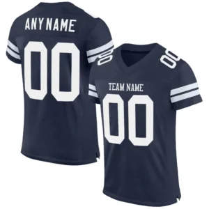 Custom Navy Mesh Football Jersey with White