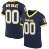 Custom Navy Mesh Football Jersey with White-Gold