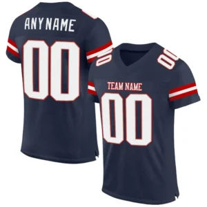 Custom Navy Mesh Football Jersey with White-Red