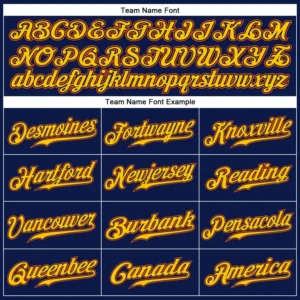 Custom Navy Pinstripe Baseball Jersey with Gold-Orange - Image 2