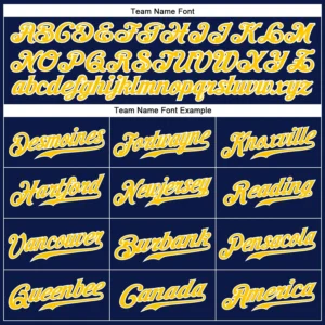 Custom Navy Pinstripe Baseball Jersey with Gold-White - Image 2