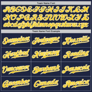 Custom Navy Pinstripe Baseball Jersey with Gold-White - Image 3