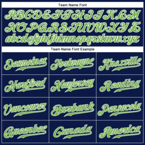 Custom Navy Pinstripe Baseball Jersey with Neon Green-White - Image 2