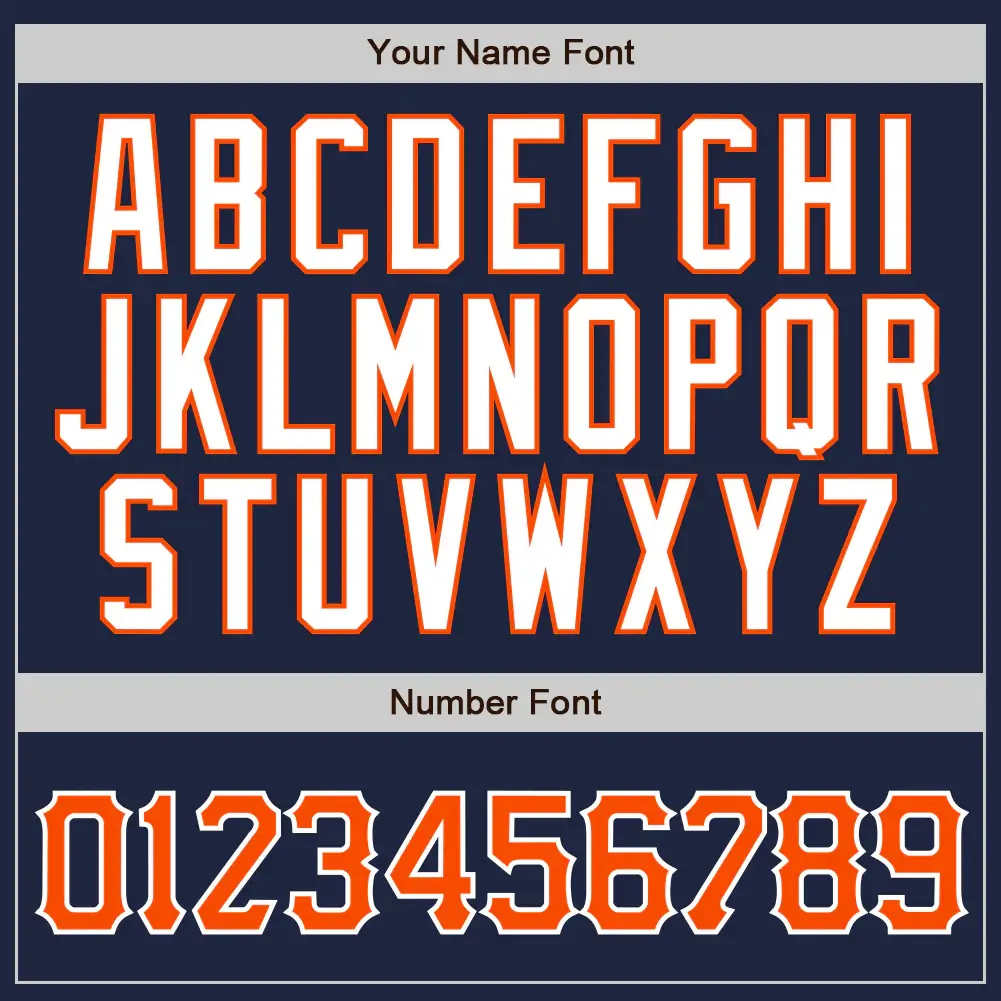 Custom Navy Pinstripe Baseball Jersey with Orange-White - Image 2