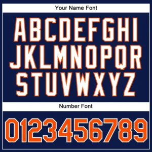 Custom Navy Pinstripe Baseball Jersey with Orange-White - Image 3