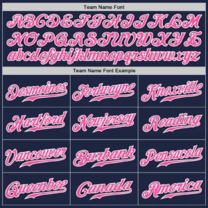 Custom Navy Pinstripe Baseball Jersey with Pink-White - Image 3