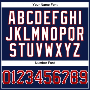 Custom Navy Pinstripe Baseball Jersey with Red-White - Image 3