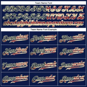 Custom Navy USA Flag Fashion Baseball Jersey with Cream - Image 2