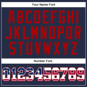 Custom Navy USA Flag Fashion Baseball Jersey with Red - Image 3