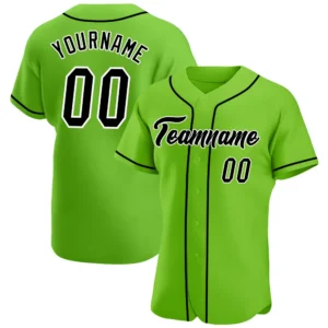 Custom Neon Green Baseball Jersey with Black-White