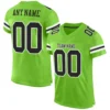 Custom Neon Green Mesh Football Jersey with Black-White