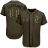 Custom Olive Baseball Jersey with Camo-Black