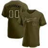 Custom Olive Baseball Jersey with Camo-Black