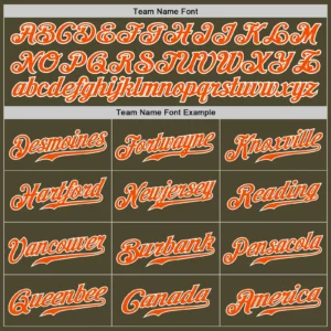 Custom Olive Baseball Jersey with Orange-White - Image 2