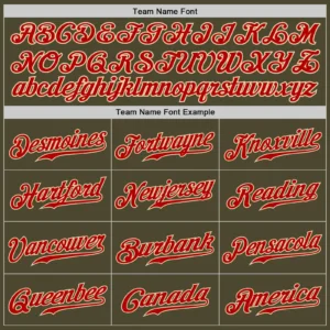 Custom Olive Baseball Jersey with Red-Cream - Image 2