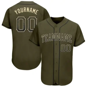 Custom Olive Drift Fashion Baseball Jersey with Black-Cream