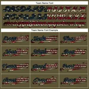 Custom Olive USA Flag Fashion Baseball Jersey with Black - Image 2