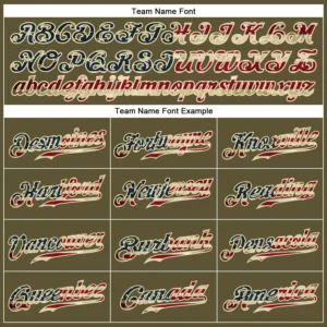 Custom Olive USA Flag Fashion Baseball Jersey with Cream - Image 2