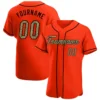 Custom Orange Baseball Jersey with Camo-Black