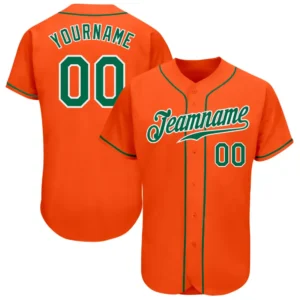 Custom Orange Baseball Jersey with Kelly Green-White