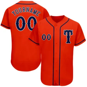 Custom Orange Baseball Jersey with Navy-Gray