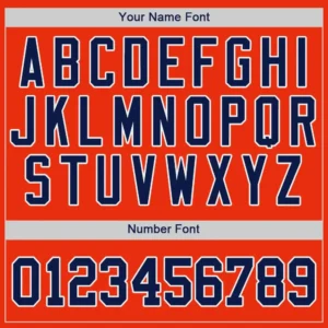 Custom Orange Baseball Jersey with Navy-White - Image 2