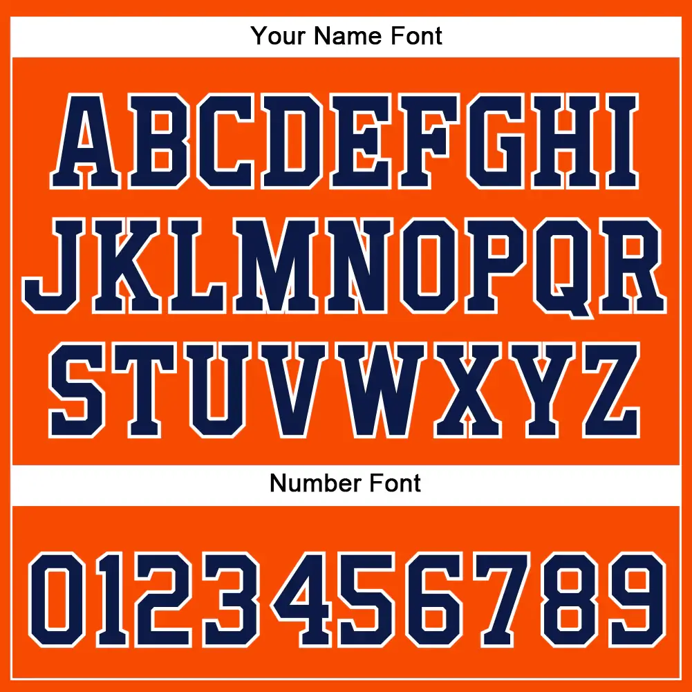 Custom Orange Baseball Jersey with Navy-White - Image 2