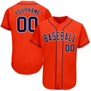 Custom Orange Baseball Jersey with Navy-White
