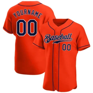 Custom Orange Baseball Jersey with Navy-White