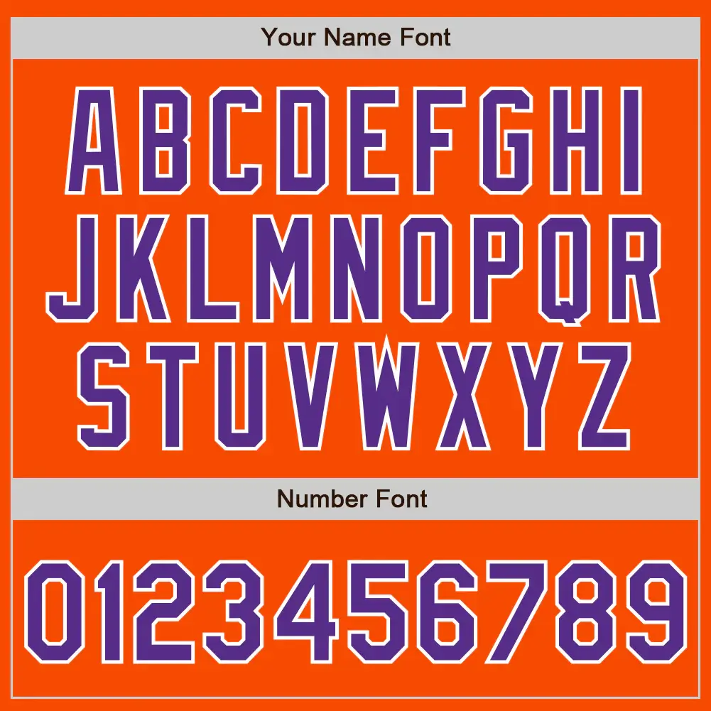 Custom Orange Baseball Jersey with Purple-White - Image 3