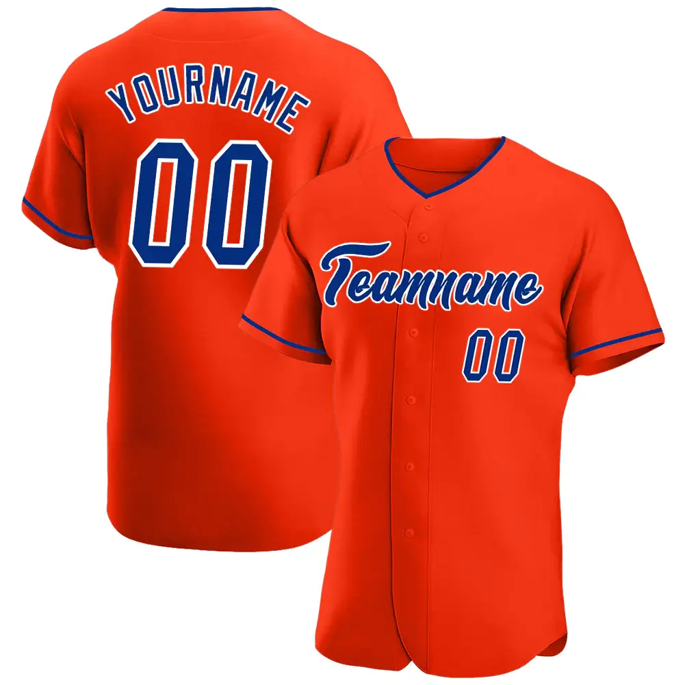 Custom Orange Baseball Jersey with Royal-White
