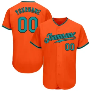 Custom Orange Baseball Jersey with Teal-Black