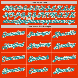 Custom Orange Baseball Jersey with Teal-White - Image 2