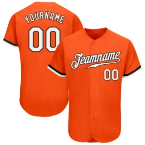 Custom Orange Baseball Jersey with White-Black