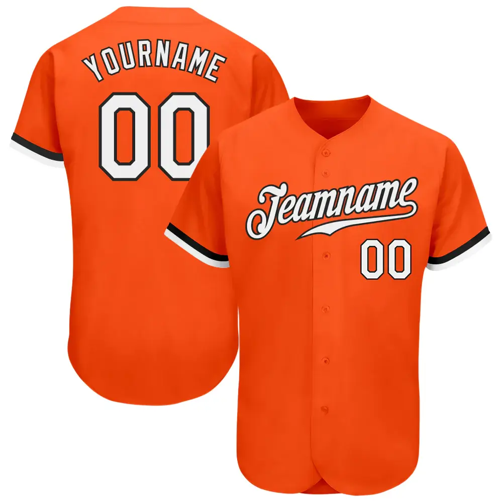 Custom Orange Baseball Jersey with White-Black