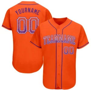 Custom Orange Drift Fashion Baseball Jersey with Purple-White